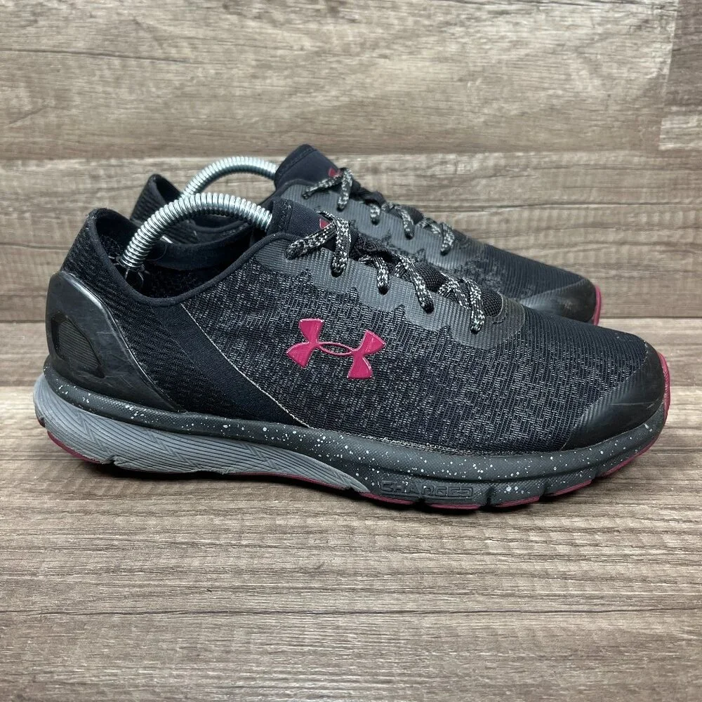 Under Armour Charged Black Purple Womens US Size 8 3020286-001 Running Shoes